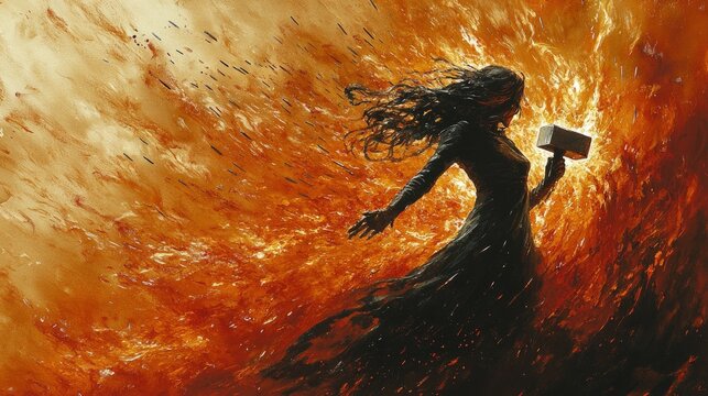 Fiery Goddess with Hammer