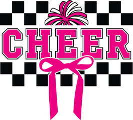 Cheer Coquette Bow design for t-shirt, a vibrant and stylish vector illustration perfect for your creative projects, easily editable in Illustrator.
