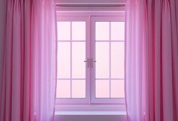 Fototapeta premium Soft pastel window, slightly open curtains, minimal detail, background, backdrop