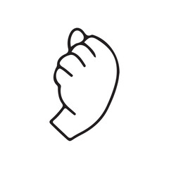 Hands poses. Black color outline vector illustration, on a white background. Concept of communication and expressions.