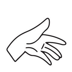 Hands poses. Black color outline vector illustration, on a white background. Concept of communication and expressions.