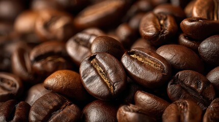 Fototapeta premium Close-up of Fresh Roasted Coffee Beans