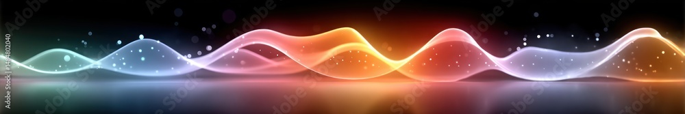 Poster Abstract Colorful Light Waves Flowing Dynamically Across a Dark Background