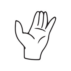 Hands poses. Black color outline vector illustration, on a white background. Concept of communication and expressions.