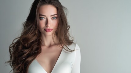 Fototapeta premium Elegant Woman in Off-Shoulder Dress is a premium-quality stock image ideal for use in lifestyle blogs, health content, promotional campaigns, and editorial publications.