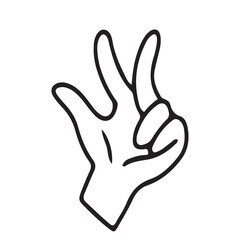 Hands poses. Black color outline vector illustration, on a white background. Concept of communication and expressions.
