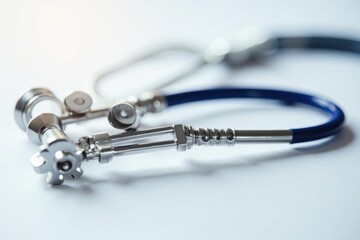 Close-up of orthopedic hardware on white backdrop , plates, bone screws