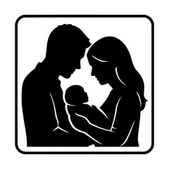 Family newborn baby silhouette parents love care motherhood fatherhood parenting illustration design