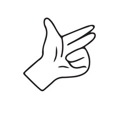 Hands poses. Black color outline vector illustration, on a white background. Concept of communication and expressions.
