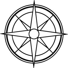 compass black outline vector and illustration, coloring book page © 99 vector art