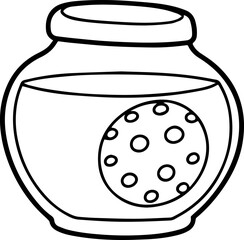 cookie jar black outline vector and illustration, coloring book page