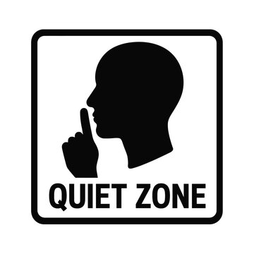 Quiet zone sign vector illustration shushing silence icon graphic design for noise free environment area