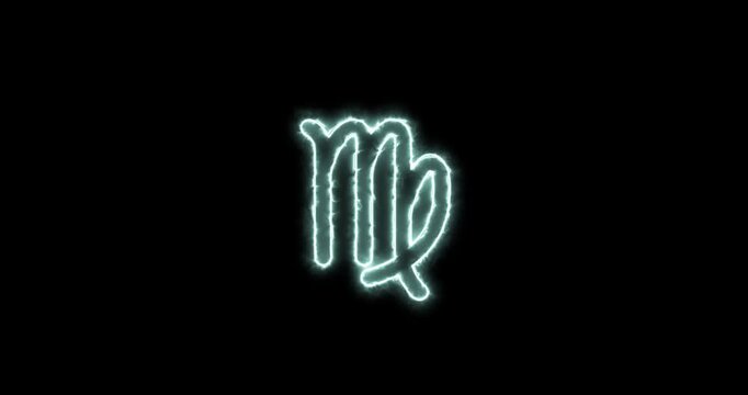 Virgo symbol blue flaming. Loop