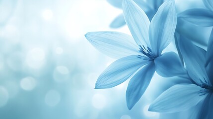 Soft blue flowers, bokeh background