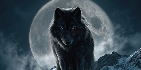Fierce Black Wolf Under Full Moon is a premium-quality stock image ideal for use in lifestyle blogs, health content, promotional campaigns, and editorial publications.