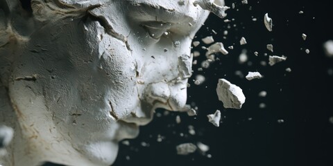 Broken Stone Sculpture in Dark Background is a premium-quality stock image ideal for use in lifestyle blogs, health content, promotional campaigns, and editorial publications.