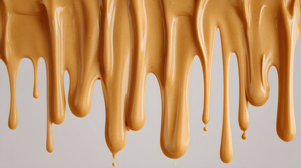 Creamy peanut butter drips tantalizingly down screen creating irresistibly smooth and decadent visual effect
