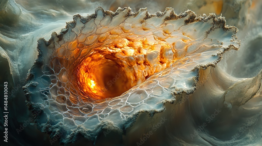Wall mural nacreous interiors gleam within the shells of deep-sea mollusks, their iridescent layers creating a 