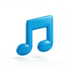 Blue musical note isolated on white background for audio and visual projects, and creative designs.