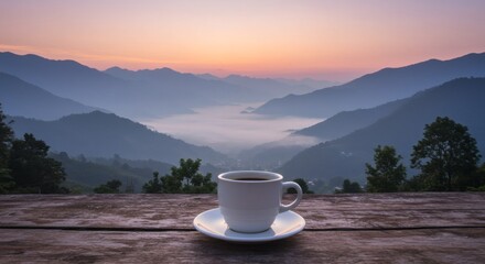 Enjoying Coffee at Mountain Sunrise View a Serene Morning Experience
