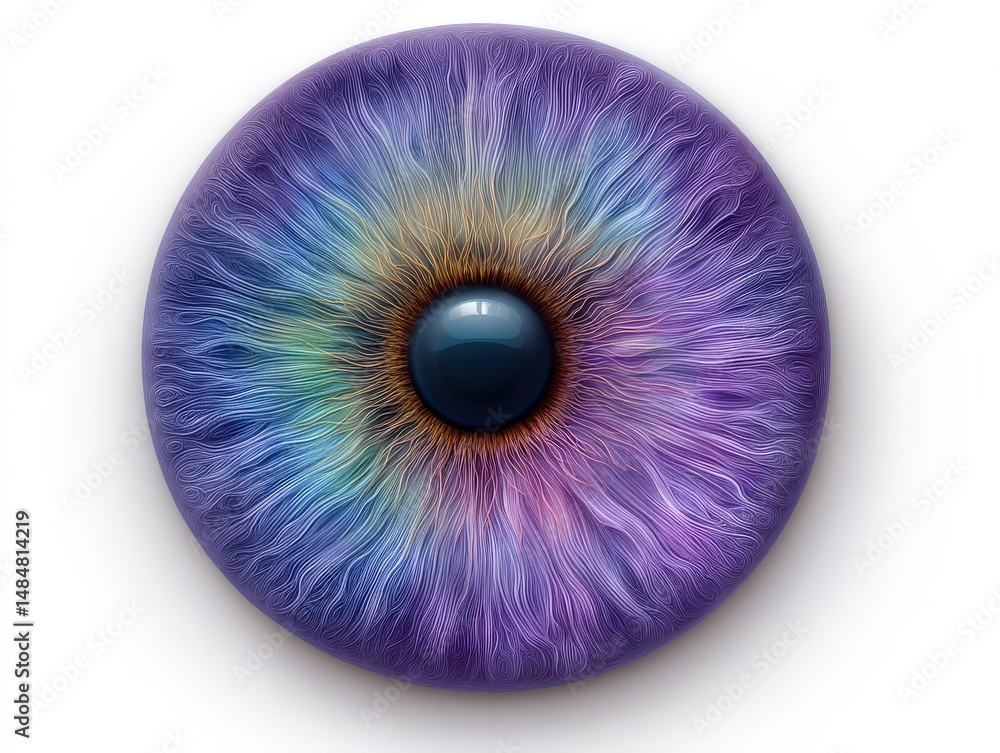 Poster abstract representation of an eye showcasing intricate swirling patterns and colorful detailing that