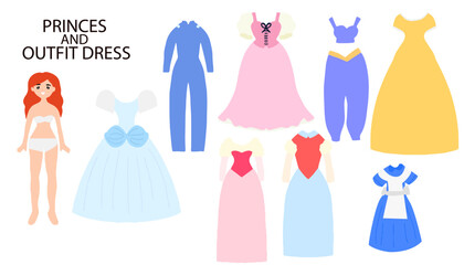 woman paper cut dress isolated on white background