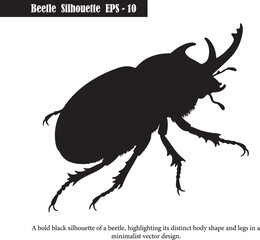 Black Beetle Silhouette Vector Illustration – Minimalist Bug Design for Graphic Projects