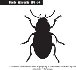 Black Beetle Silhouette Vector Illustration – Minimalist Bug Design for Graphic Projects