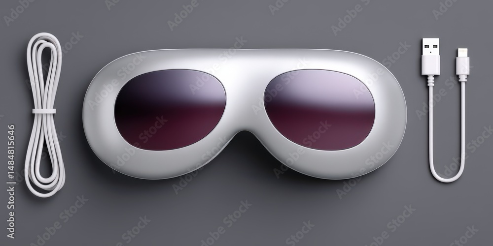 Poster sleek high-tech sleep mask featuring innovative usb connection and ergonomic design for improved res
