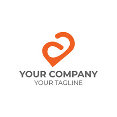 Abstract orange symbol with company tagline