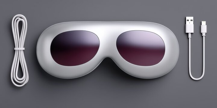 Sleek high-tech sleep mask featuring innovative USB connection and ergonomic design for improved rest and relaxation in a modern lifestyle captured with clarity