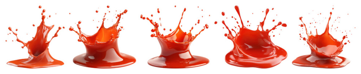 PNG Vibrant red liquid splashes, element set on transparent background
