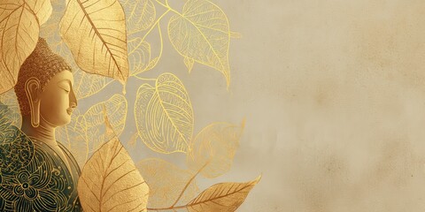 Spiritual Background With Gold Leaves and Light is a premium-quality stock image ideal for use in lifestyle blogs, health content, promotional campaigns, and editorial publications.