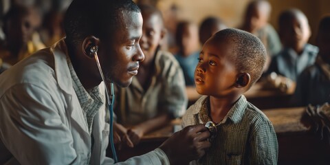 African Doctor Sharing Moment with Child Patient is a premium-quality stock image ideal for use in lifestyle blogs, health content, promotional campaigns, and editorial publications.