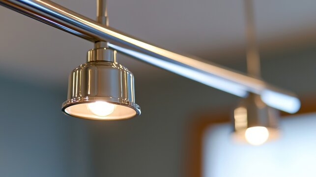 Track lighting fixture with two bulbs.