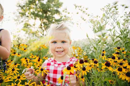 Girl in a wildflower field