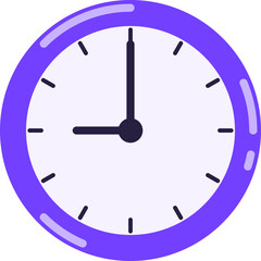 Purple analog clock on white background. Ideal for time related projects, presentations or creative digital designs.