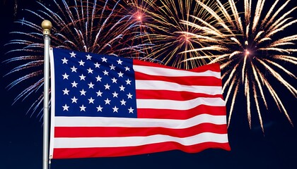american flag with fireworks in night sky independence day celebration concept of patriotic pride and national holiday