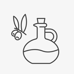 Olive oil in the jar line icon. Vector illustration
