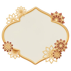 3D Islamic frame with floral mandala ornaments