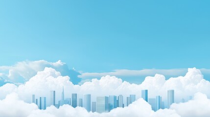 Fototapeta premium Overhead clouds behind a city skyline, hinting at corporate profit in changing times.