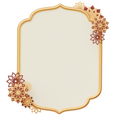 3D Islamic frame with floral mandala ornaments