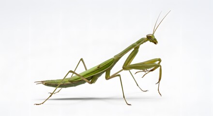Green Praying Mantis - Isolated Insect Portrait, Macro