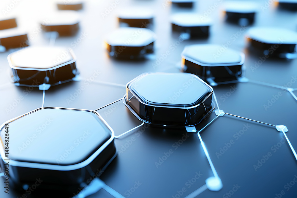 Poster abstract hexagonal network background. futuristic technology concept. digital connectivity illustrat