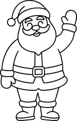 Waving Santa Claus Line Art – Festive Christmas Vector Illustration