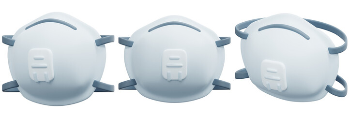 Obraz premium Set of White Respirator Masks 3d Render Icon Illustration