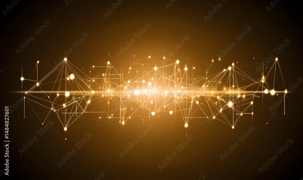 Poster abstract gold network connection, digital data flow, technology background. ideal for presentations,