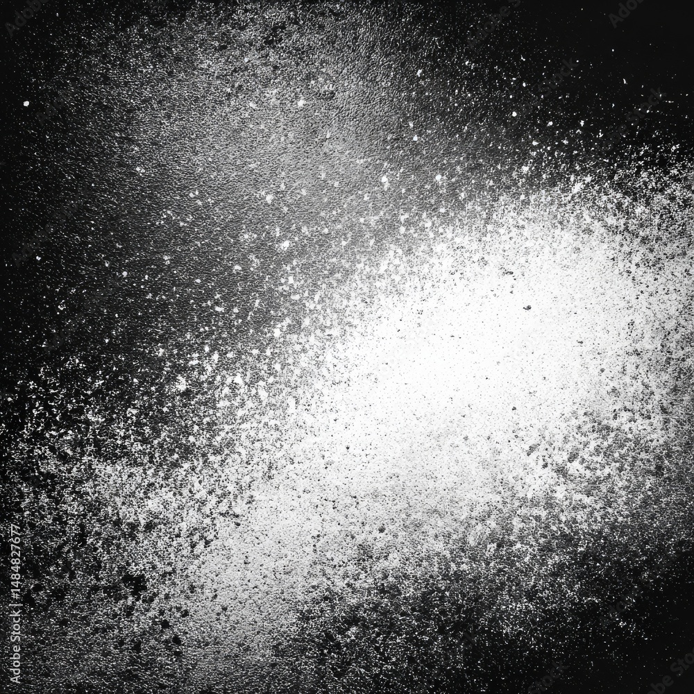 Poster abstract black and white texture with splatter effect and grainy details, creating a dramatic contra