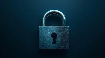 Fototapeta premium Digital padlock for computing system on dark blue background, cyber security technology for fraud prevention and privacy data network protection concept