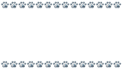 メタリックな肉球のアイコンの正方形フレーム。y2k風の金属のチェーンの3DCGイラストのあしらい